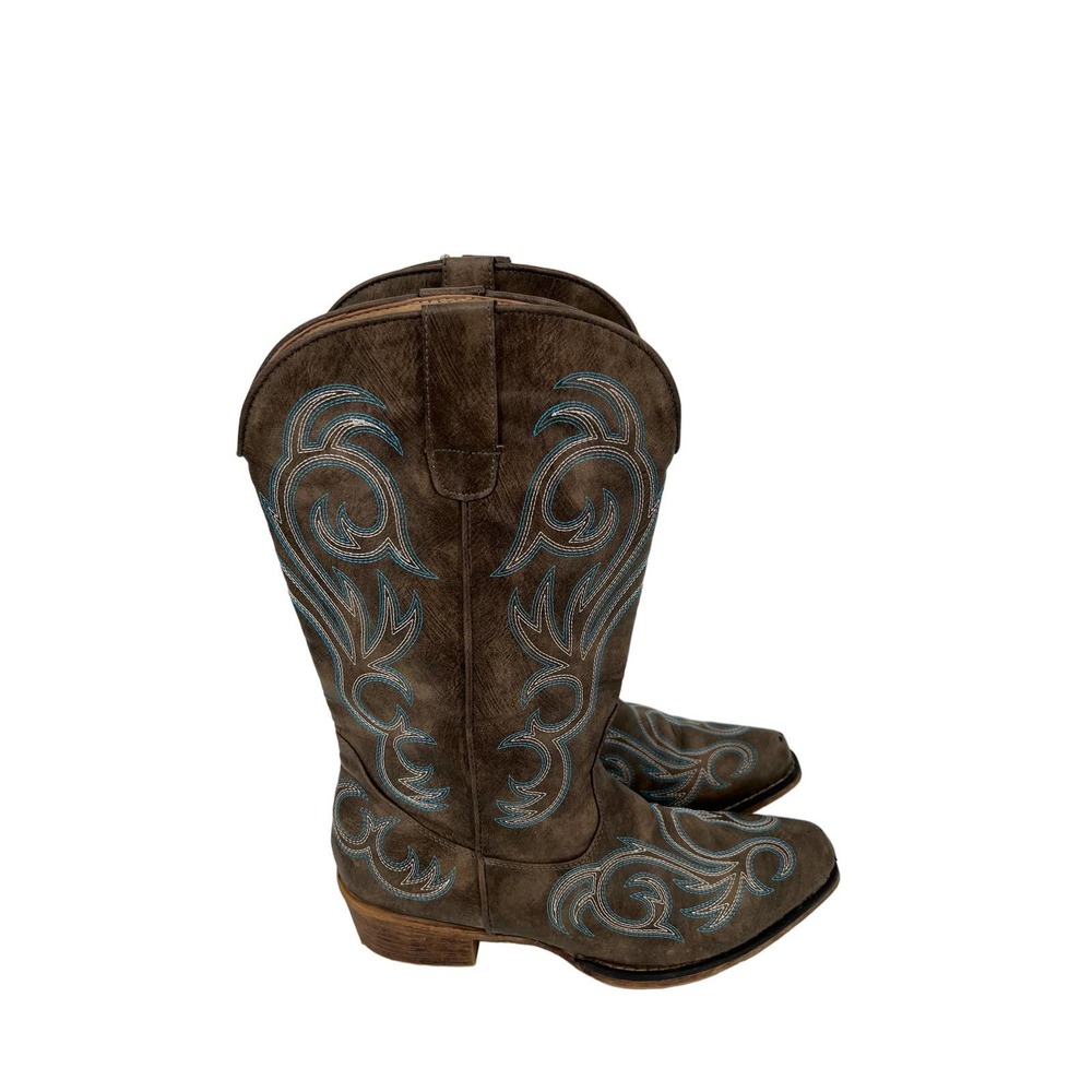 Roper faux leather with blue stitching  western cowboy boot size 9.5 womens - Picture 5 of 9